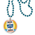 Round Mardi Gras Beads with Decal on Disk - Turquoise